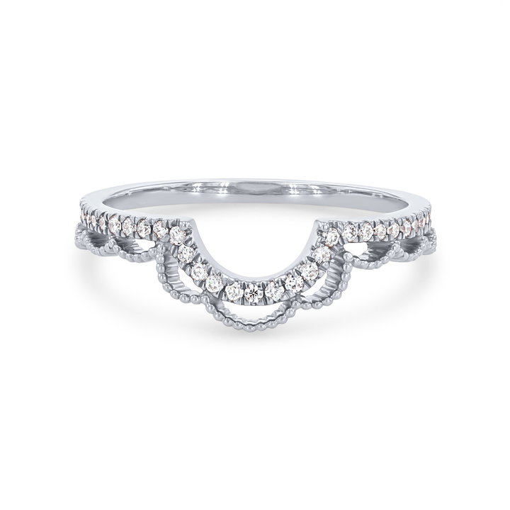 Contour Diamond Lace Wedding Band In White Gold 14K
