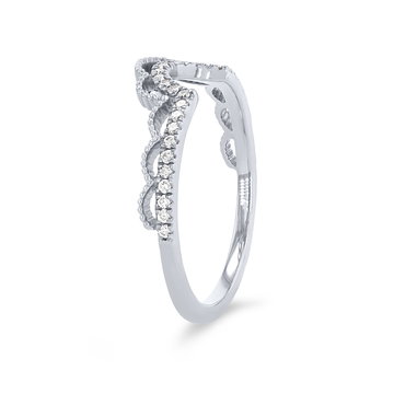 Contour Diamond Lace Wedding Band In White Gold 14K