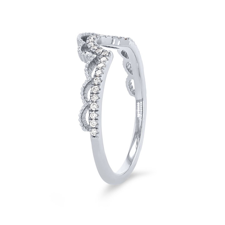 Contour Diamond Lace Wedding Band In White Gold 14K