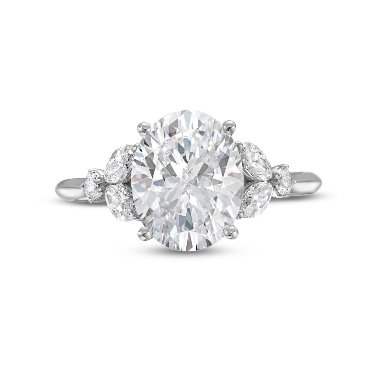Floral Marquise and Round Diamond Engagement Setting