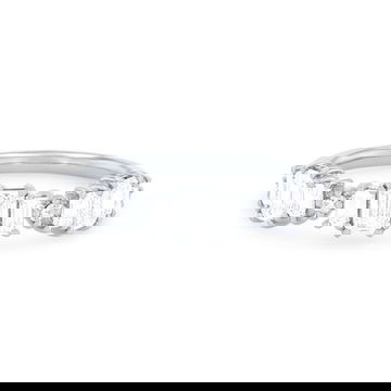 Three Stone Emerald and Round Diamond Wedding Band