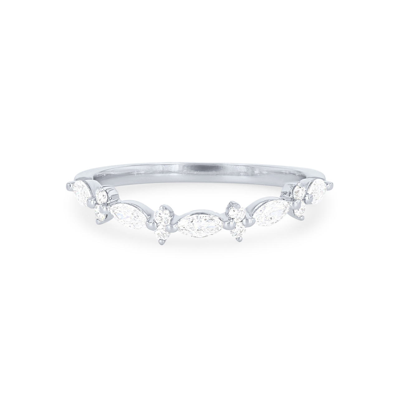 Alternating Marquise Diamond Wedding Band