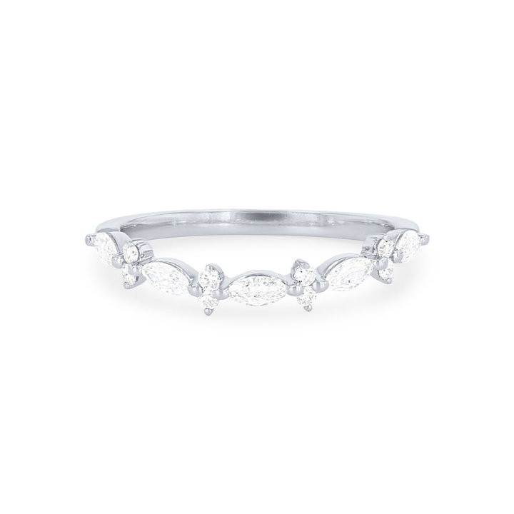 Alternating Marquise Diamond Wedding Band In White Gold 14K