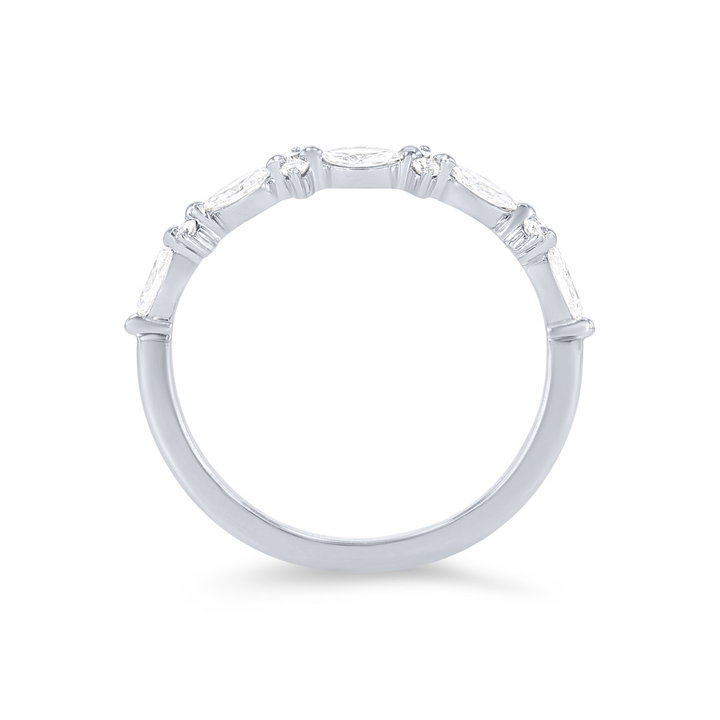 Alternating Marquise Diamond Wedding Band In White Gold 14K