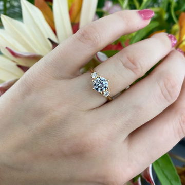 Three Stone Six Prong Round Diamond Engagement Setting