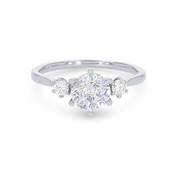 Three Stone Six Prong Round Diamond Engagement Setting