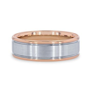 Verragio Two Tone Matte Wedding Band In White And Yellow Gold 14K