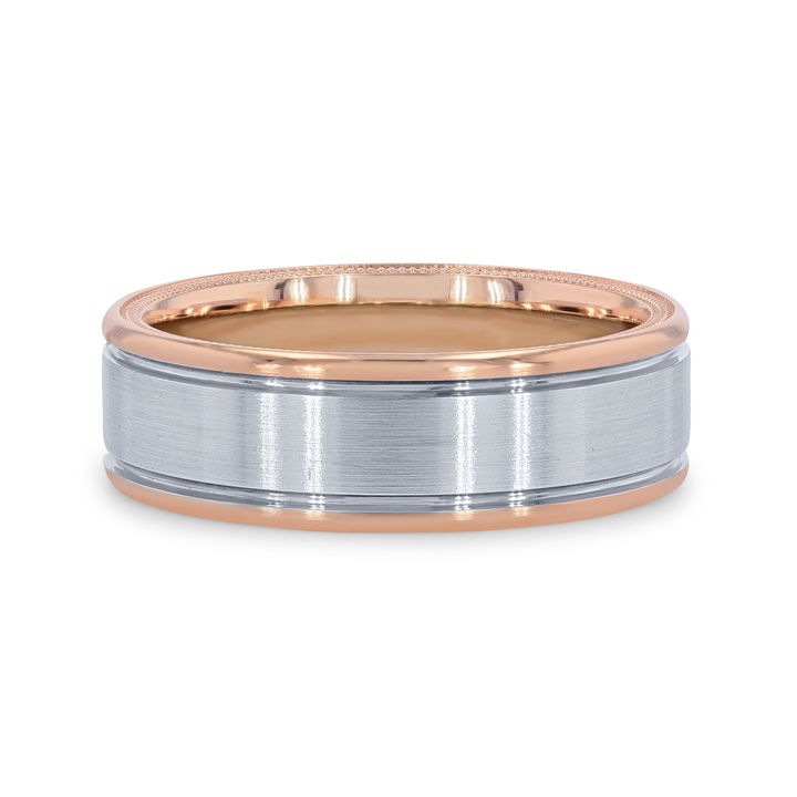 Verragio Two Tone Matte Wedding Band In White And Yellow Gold 14K