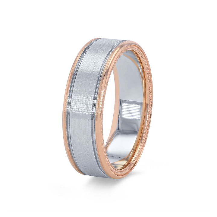 Verragio Two Tone Matte Wedding Band In White And Yellow Gold 14K