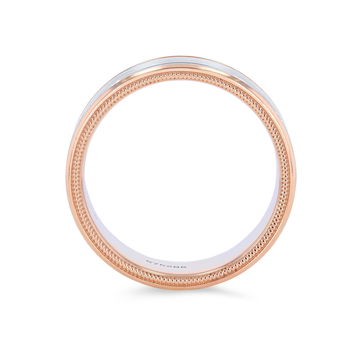 Verragio Two Tone Matte Wedding Band In White And Yellow Gold 14K