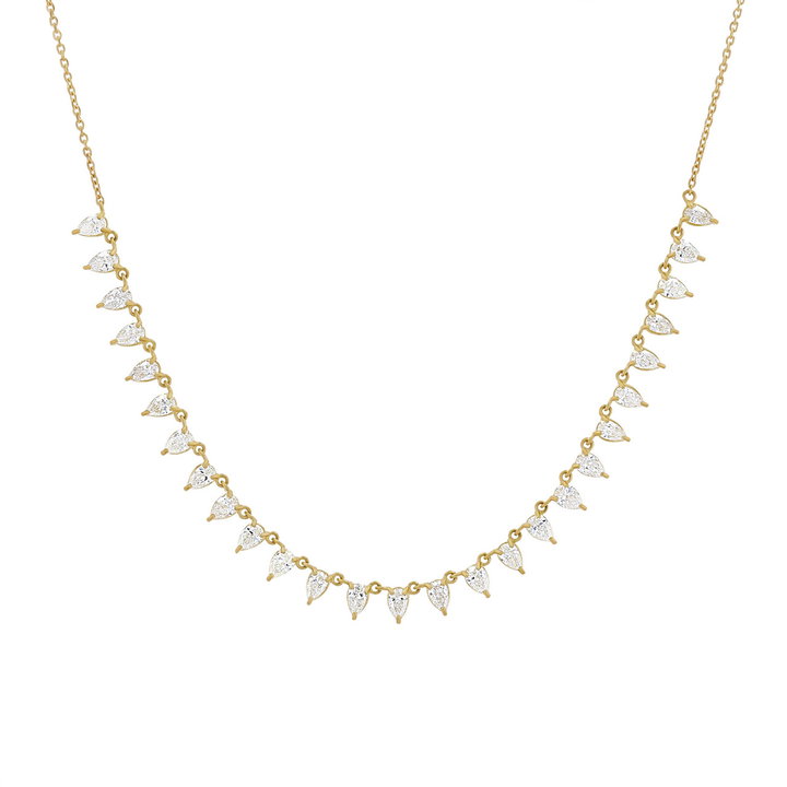 Pear Shape Diamond Necklace In Yellow Gold 18K