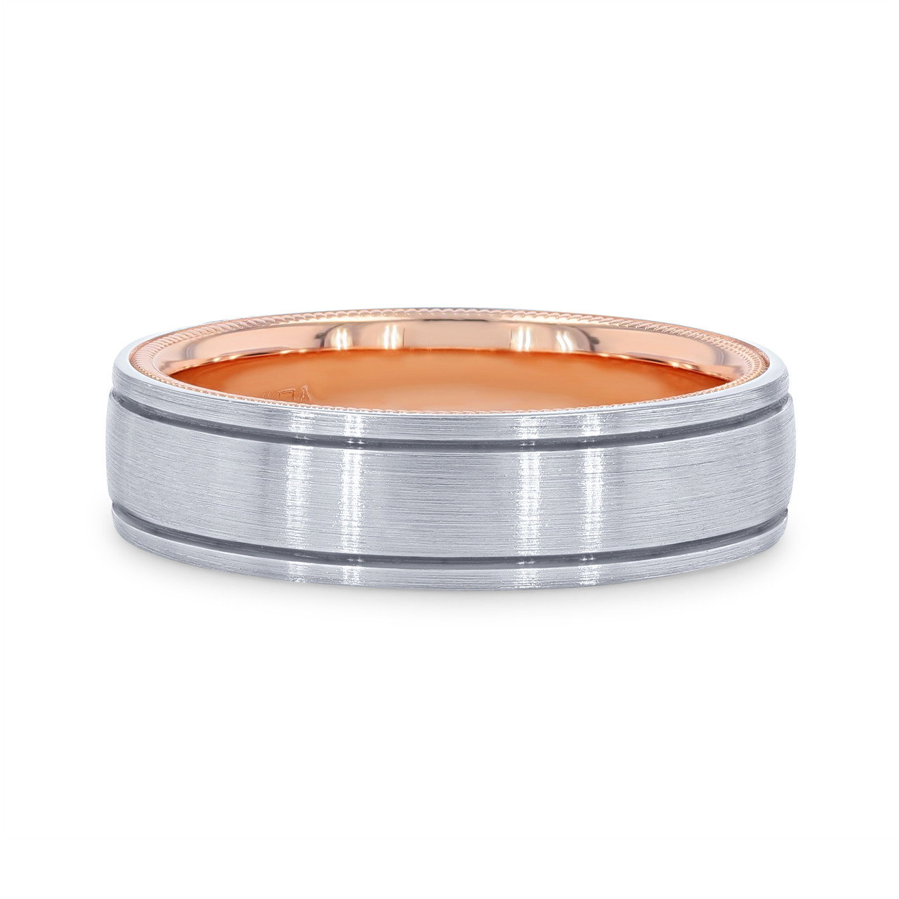 Verragio Two Tone Inlay Groove Wedding Band 0