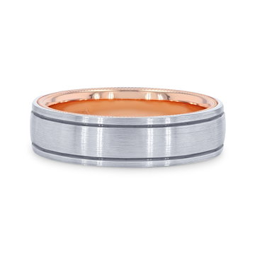Verragio Two Tone Inlay Groove Wedding Band In White Gold 14K