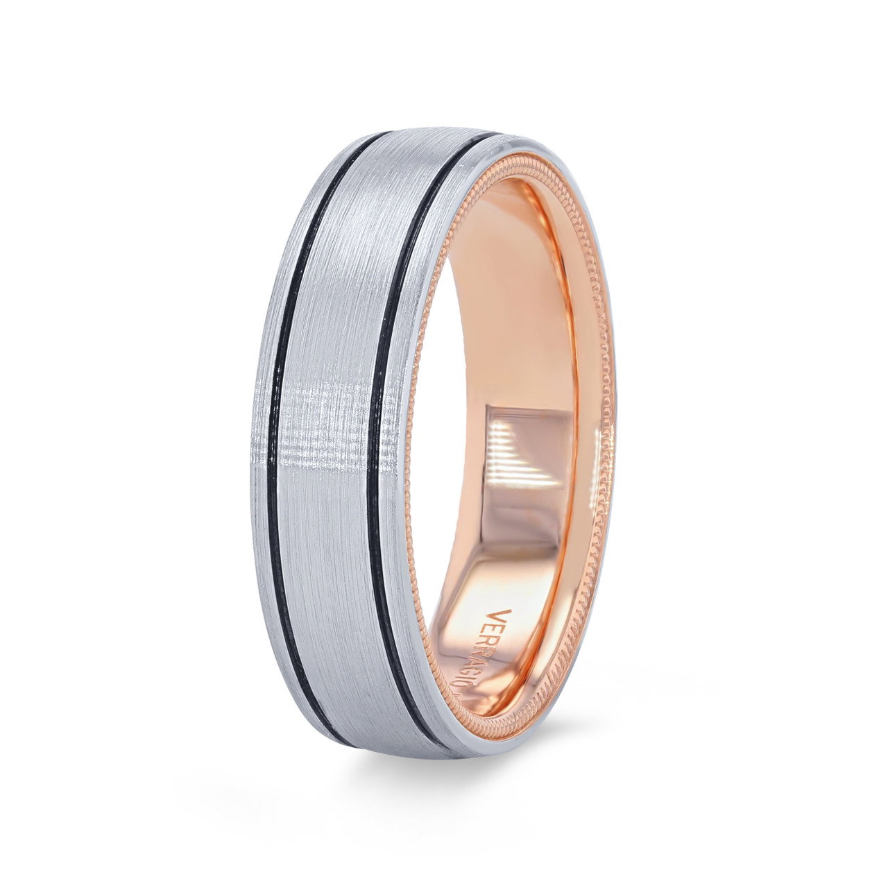 Verragio Two Tone Inlay Groove Wedding Band 1