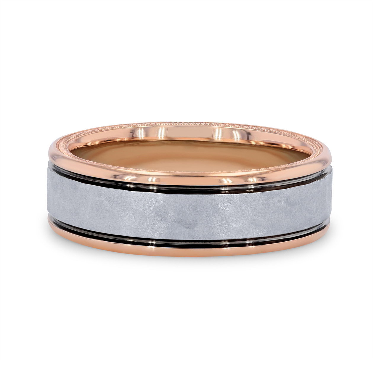 Verragio Two Tone Hammered Wedding Band 0