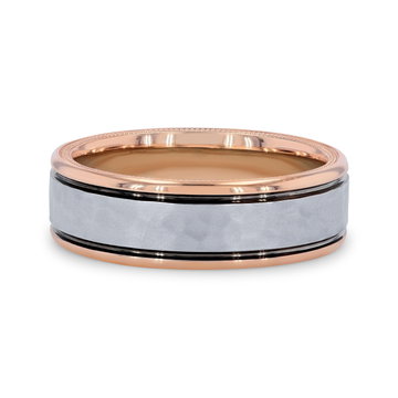 Verragio Two Tone Hammered Wedding Band In White Gold 14K