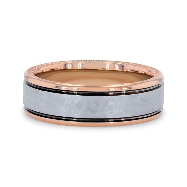 White Gold 14K Verragio Two-Tone Hammered Band