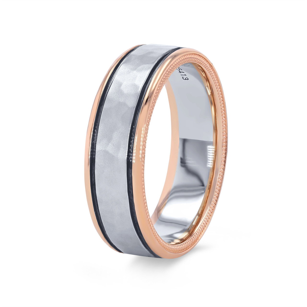 Verragio Two Tone Hammered Wedding Band 1