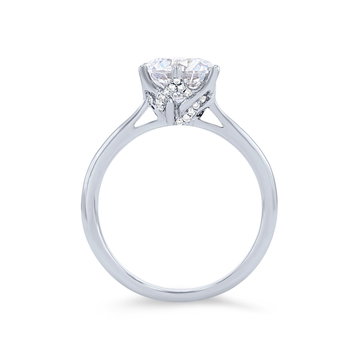 Simon G. Six Prong Solitaire Hidden Diamond Engagement Setting In White Gold 18K