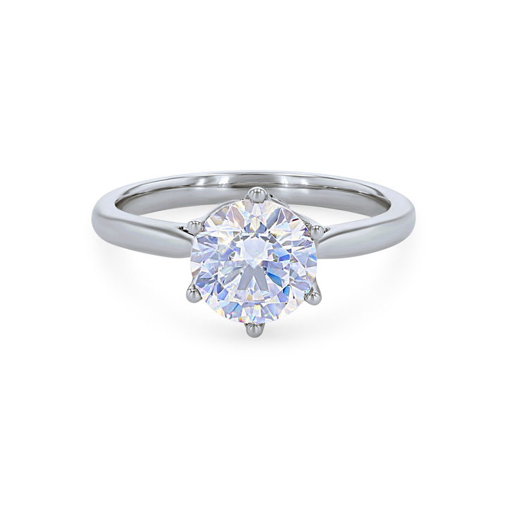 Simon G. Six Prong Solitaire Hidden Diamond Engagement Setting In White Gold 18K