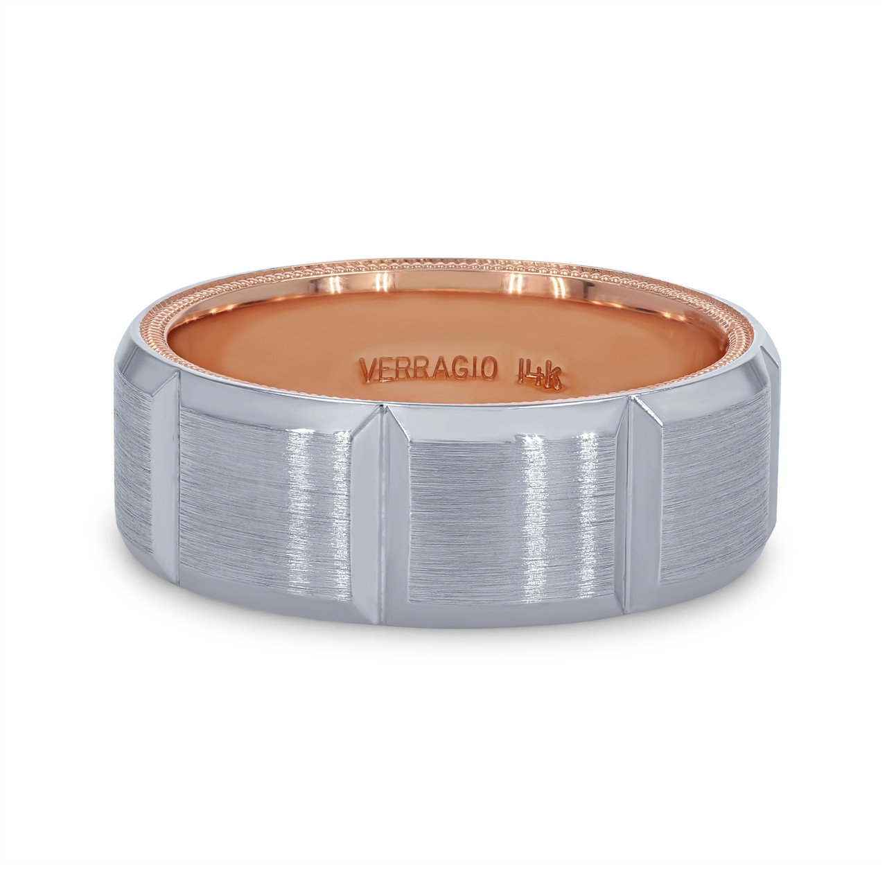 Verragio Two Tone Inlay Segment Wedding Band 0