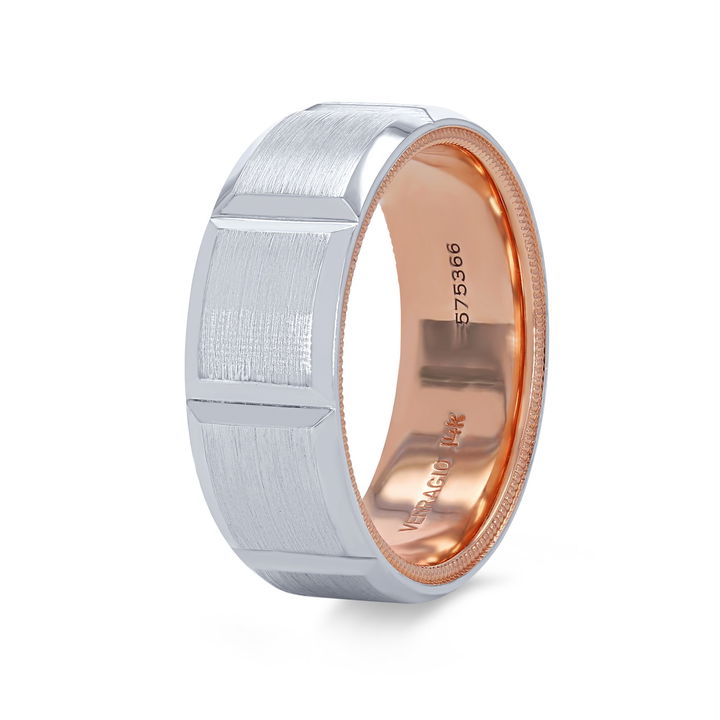White Gold 14K Verragio Two-Tone Inlay Segment Band