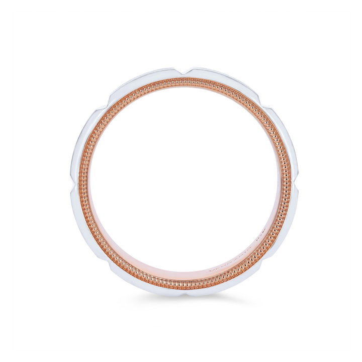 Verragio Two Tone Inlay Segment Wedding Band In White Gold 14K