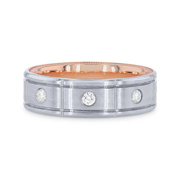 Verragio Two Tone Inlay Diamond Wedding Band In White And Yellow Gold 14K
