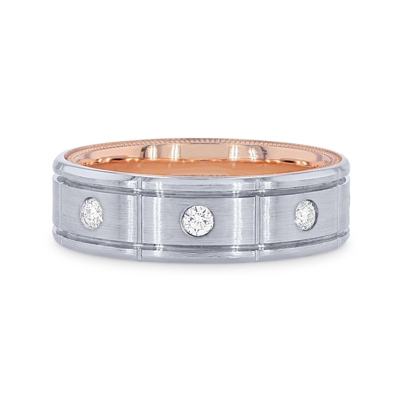 Verragio Two Tone Inlay Diamond Wedding Band 0