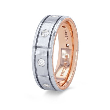 Verragio Two Tone Inlay Diamond Wedding Band In White And Yellow Gold 14K