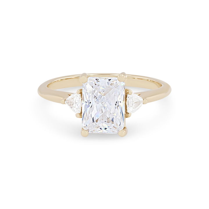 Yellow Gold 14K Three Stone Trillion Diamond Engagement Setting