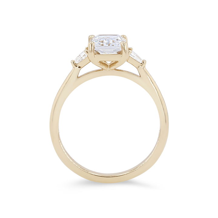Yellow Gold 14K Three Stone Trillion Diamond Engagement Setting