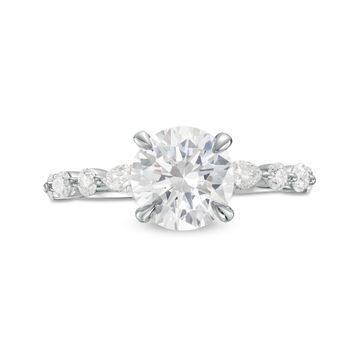 Alternating Marquise and Round Diamond Engagement Setting by C. Gonshor In Yellow Gold 14K