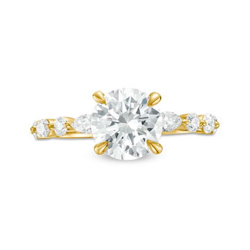 Alternating Marquise and Round Diamond Engagement Setting by C. Gonshor In Yellow Gold 14K
