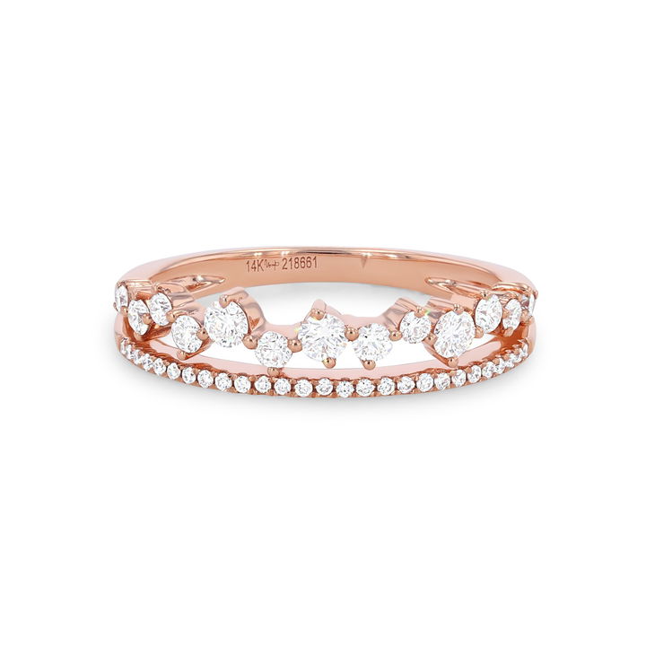 White Gold 14K Uneek Two Row Scatter Diamond Wedding Band