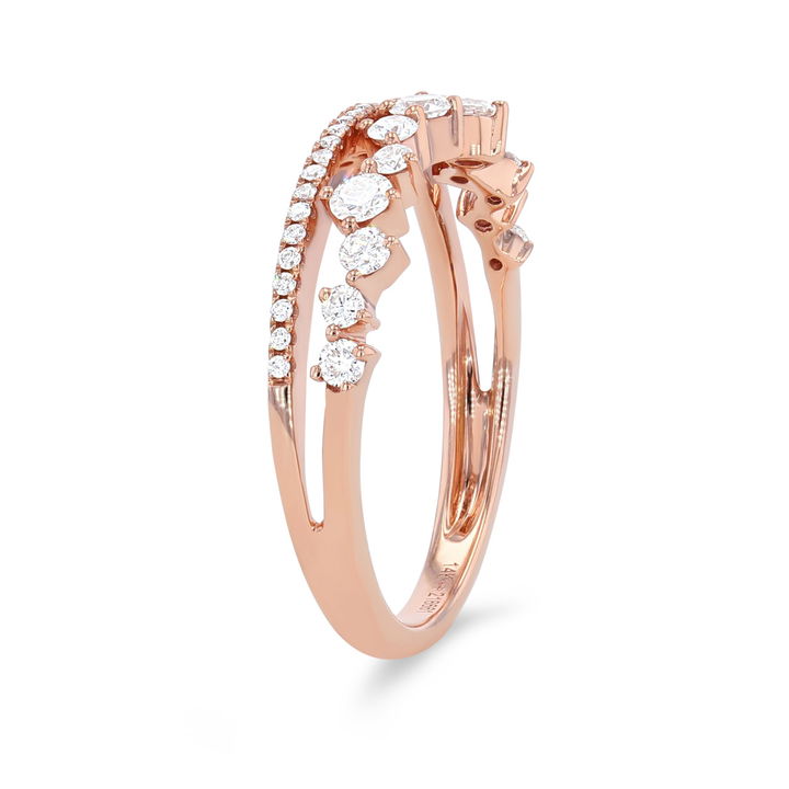 White Gold 14K Uneek Two Row Scatter Diamond Wedding Band