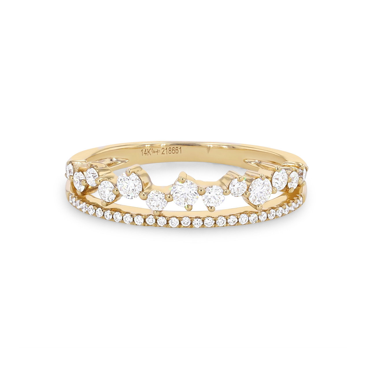Uneek Two Row Scatter Diamond Wedding Band