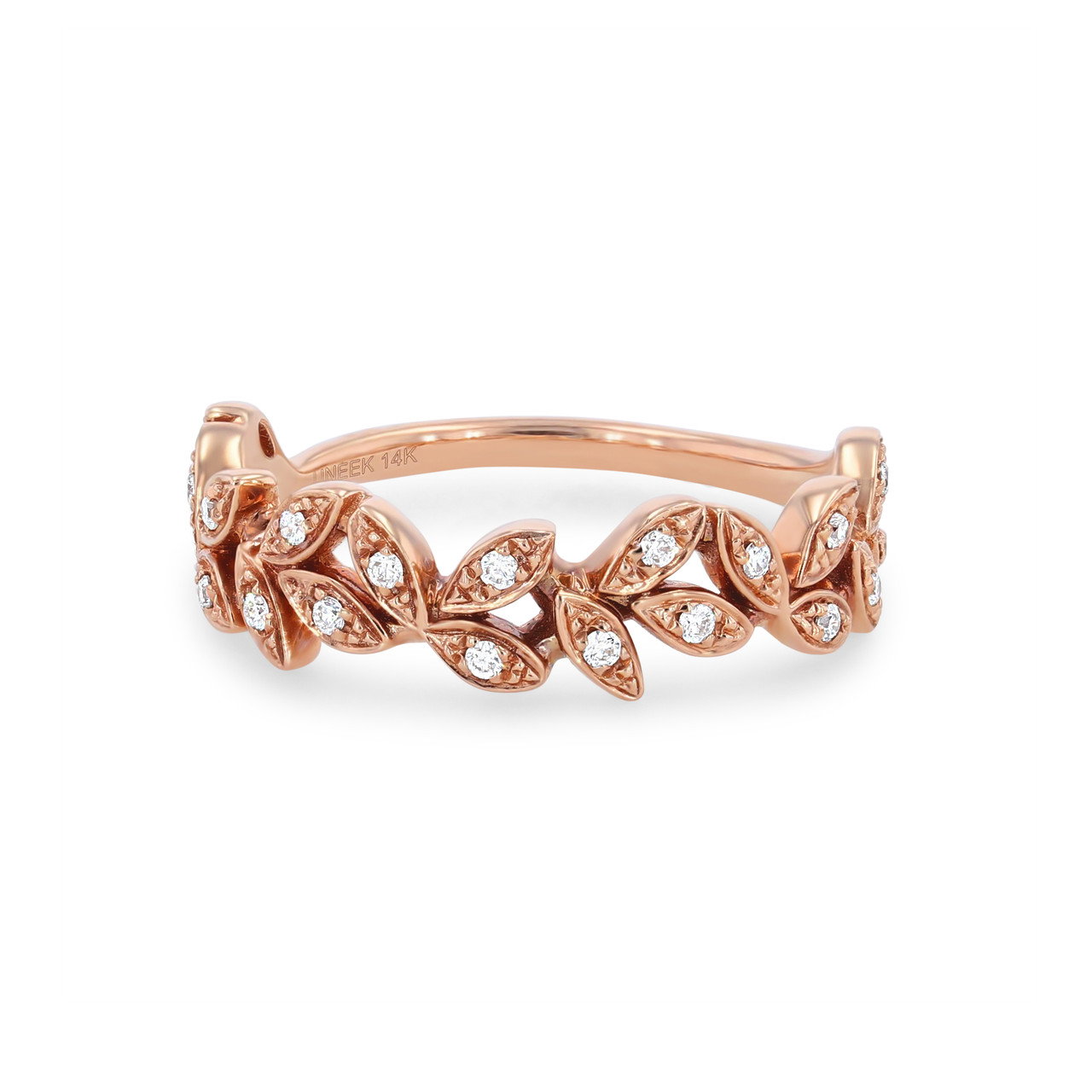 Uneek Floral Petal Diamond Wedding Band 0