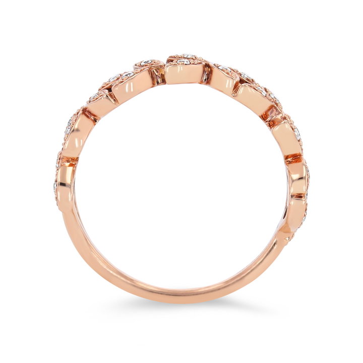 Uneek Floral Petal Diamond Wedding Band In White Gold 14K