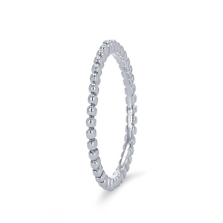 Beaded Wedding Band In White Gold 14K