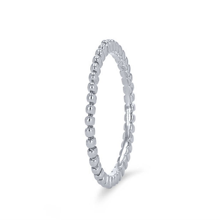 Beaded Wedding Band In White Gold 14K
