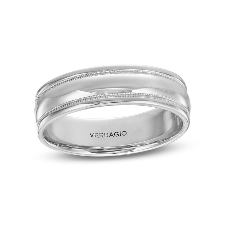 Verragio Milgrain Polished 6mm Wedding Band In White Gold 14K
