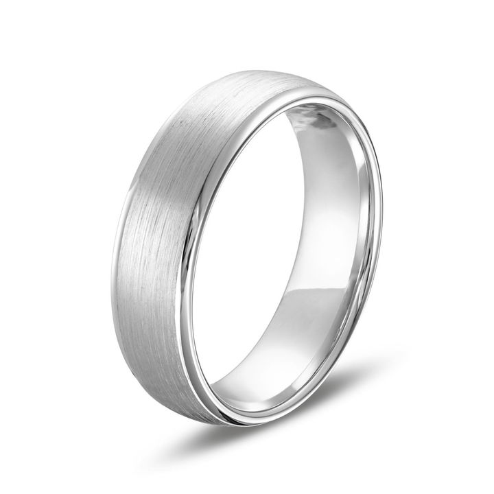 Verragio Matte Polished Edge 6.5mm Wedding Band In White Gold 14K