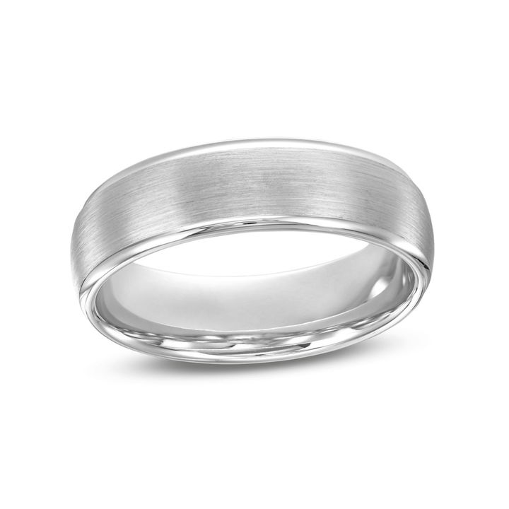 White Gold 14K Verragio Matte Polished Edge 6.5mm Wedding Band