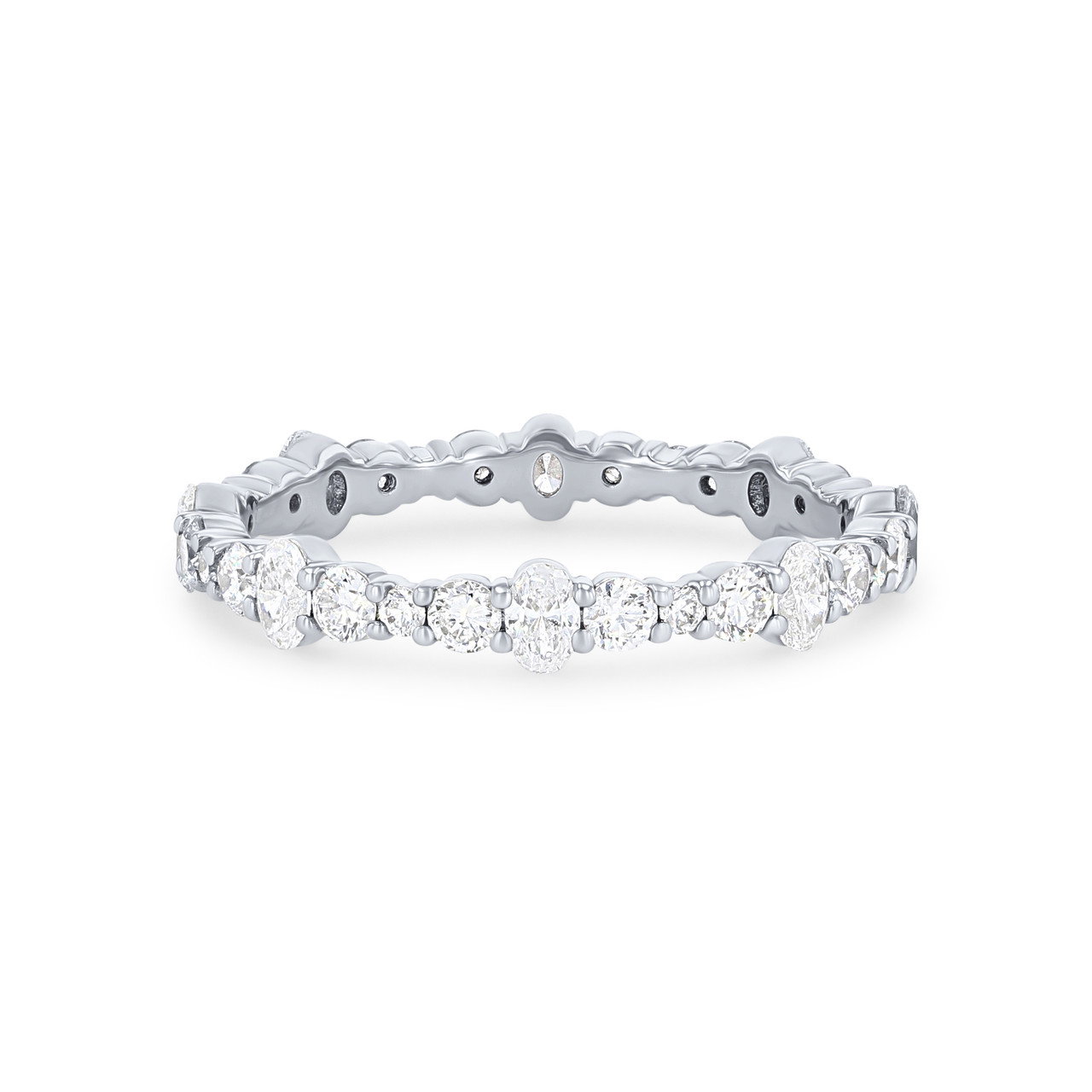 Oval and Round Graduated Diamond Eternity Wedding Band 0