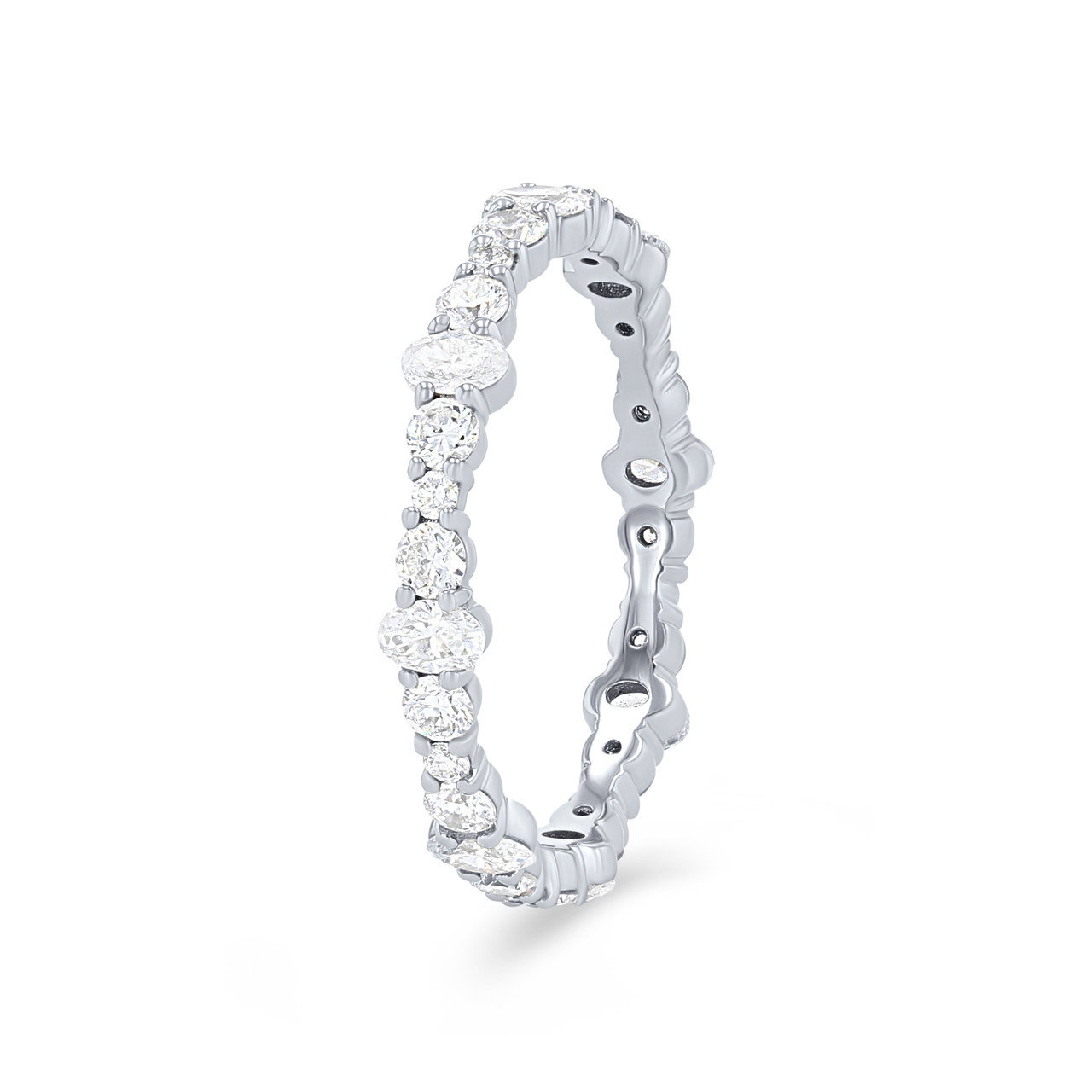 Oval and Round Graduated Diamond Eternity Wedding Band 1