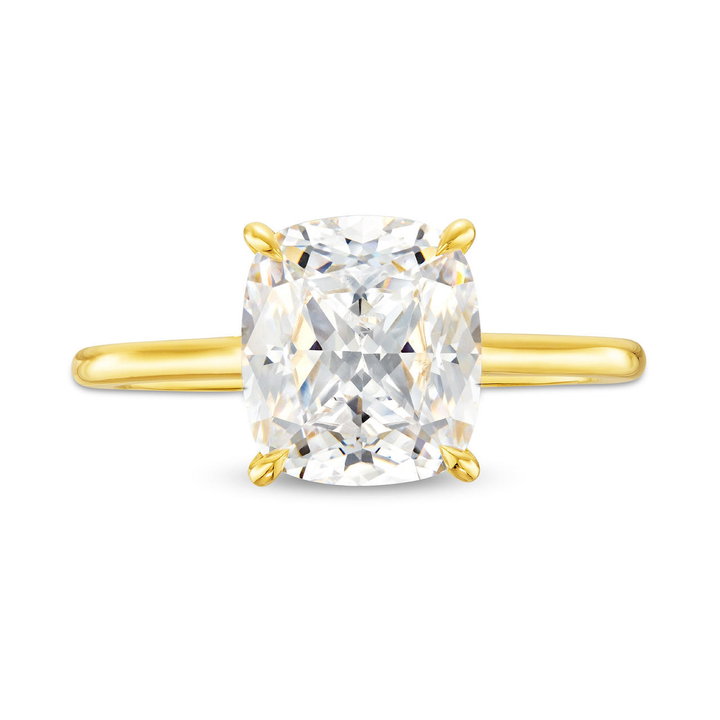 Petite Solitaire Cathedral Engagement Setting by C. Gonshor In Yellow Gold 14K