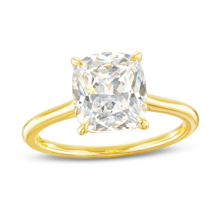 Petite Solitaire Cathedral Engagement Setting by C. Gonshor In Yellow Gold 14K