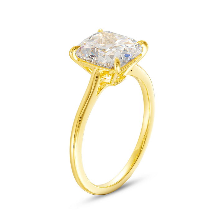 Petite Solitaire Cathedral Engagement Setting by C. Gonshor In Yellow Gold 14K