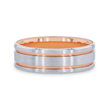 Verragio Two Tone Lined Wedding Band In White Gold 14K